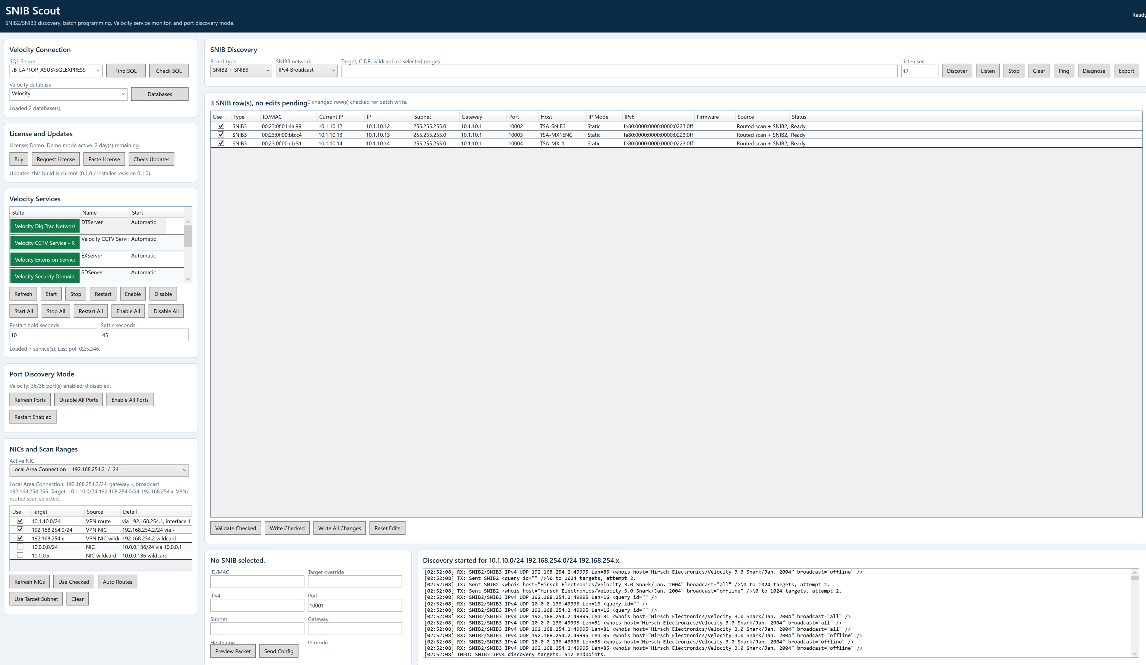 SNIB Scout SNIB2 and SNIB3 programming across subnets