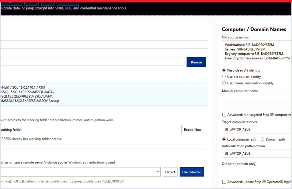 Velocity Tools migration and SQL readiness app screen