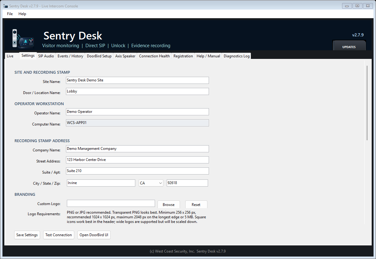 Settings screen
